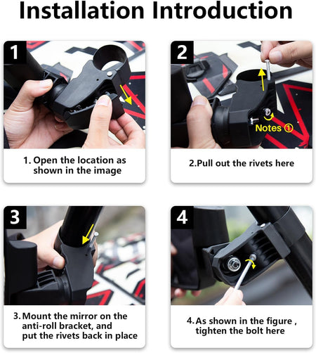 UTV Side Mirrors with Auto Reset and Wide View for 1.5"-2.0" Roll Cages