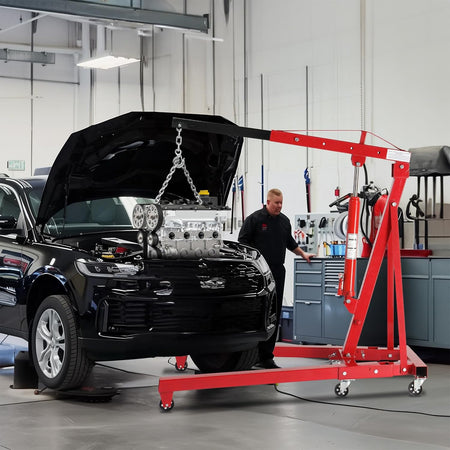 2-Ton Folding Hydraulic Engine Hoist with 4400 lb Lift Capacity