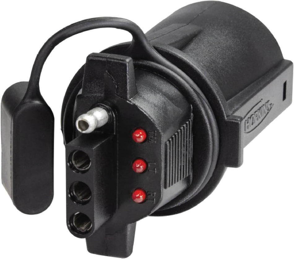 7 blade to 4 flat trailer adapter plug with LED lights and dust cover