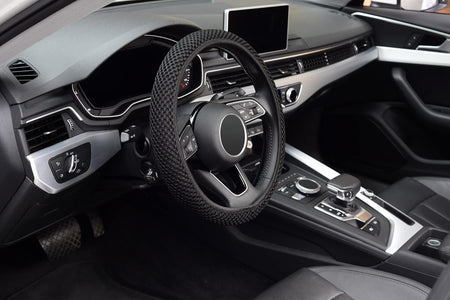 Elastic Steering Wheel Cover - 15-Inch, Microfiber Ice Silk, Anti-Slip, All-Season Comfort