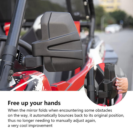 UTV Side Mirrors with Auto Reset and Wide View for 1.5"-2.0" Roll Cages