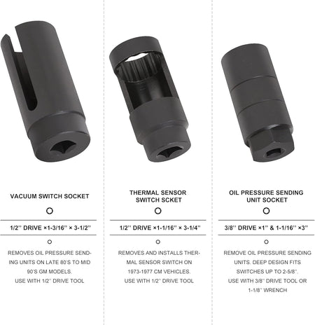 7-Piece Oxygen Sensor & Oil Pressure Sending Unit Socket Set