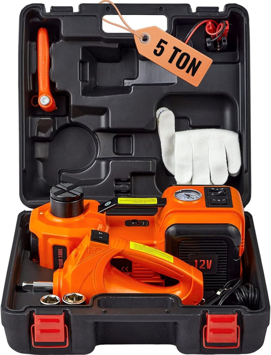 5-Ton Electric Car Jack Kit with Impact Wrench and Air Pump