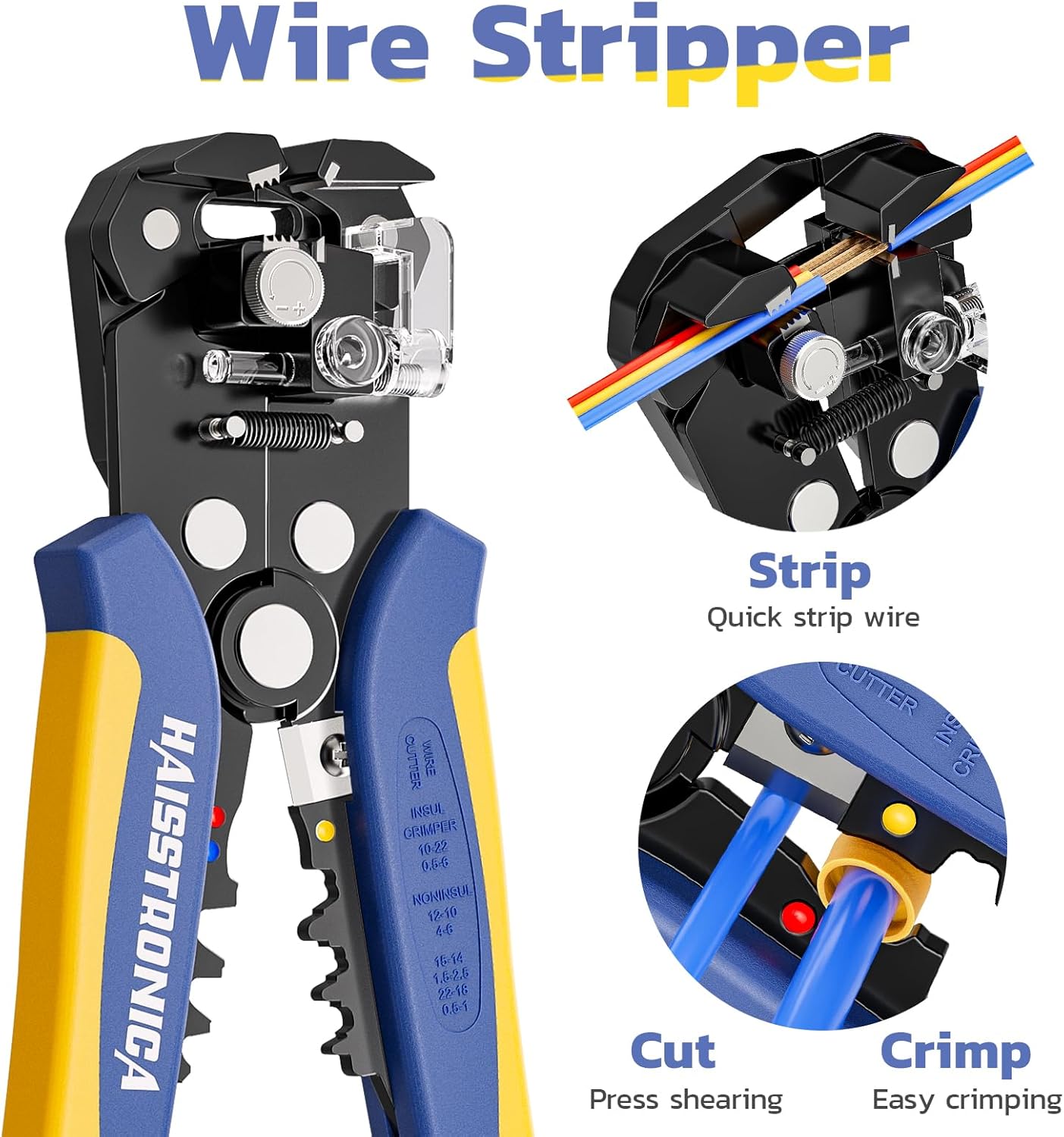 Professional Wire Stripper and Crimper Tool for AWG 24-10 Stripping & 22-10 Crimping