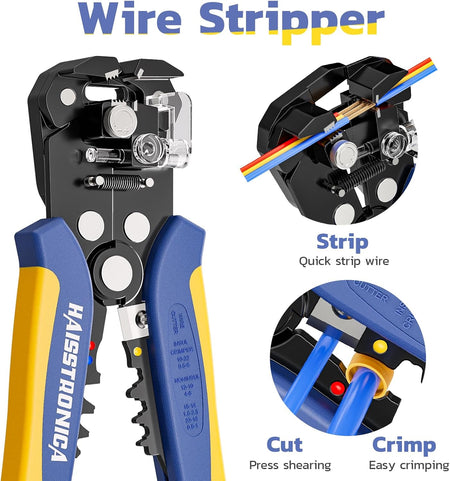 Professional Wire Stripper and Crimper Tool for AWG 24-10 Stripping & 22-10 Crimping