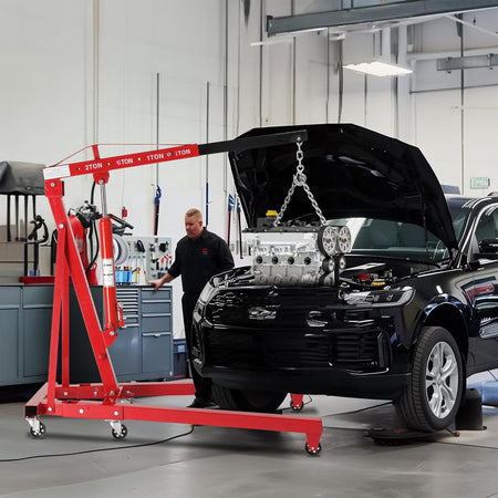 2-Ton Folding Hydraulic Engine Hoist with 4400 lb Lift Capacity