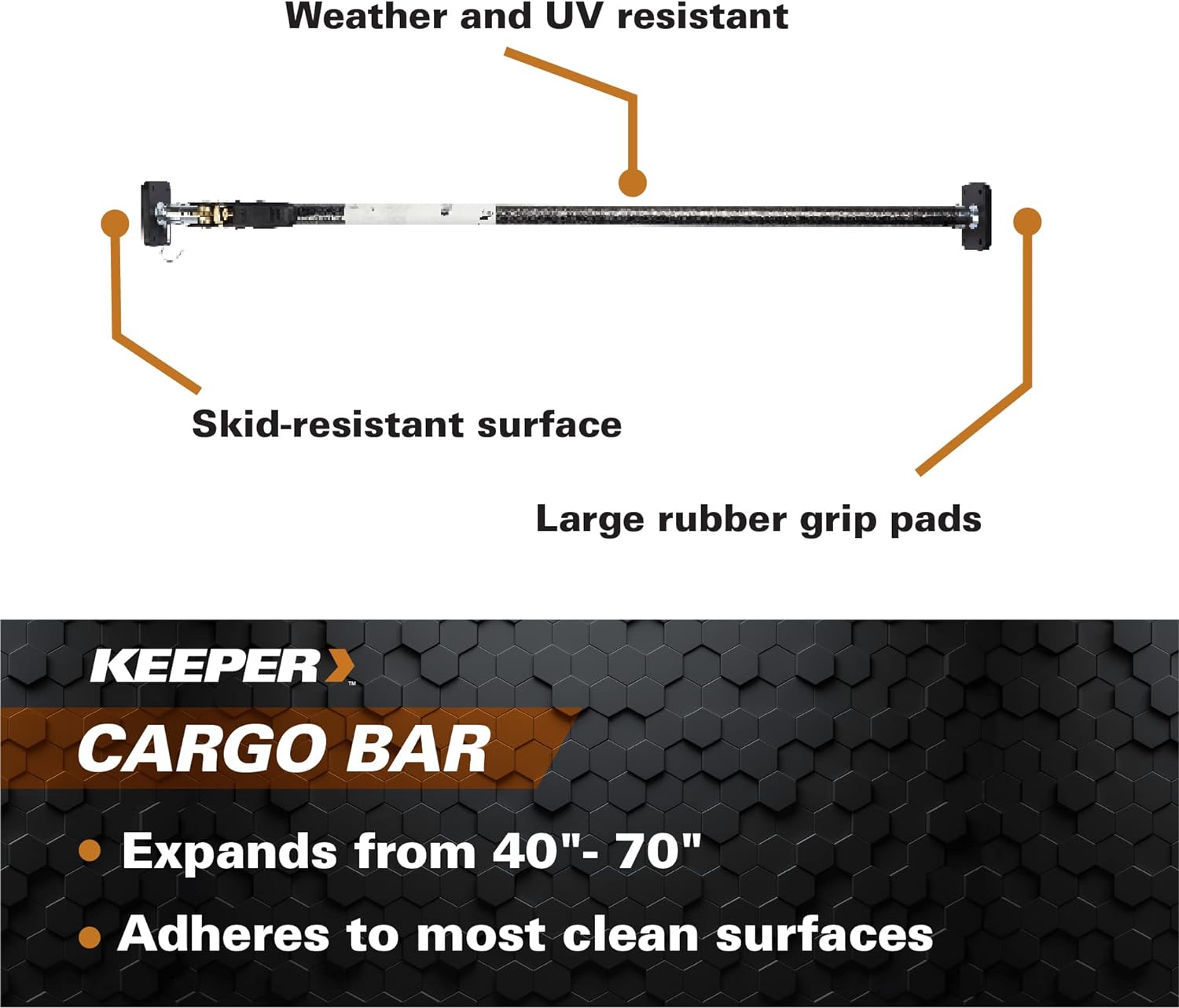 Adjustable Ratcheting Cargo Bar for Pickup Truck Bed 40-70 Inch