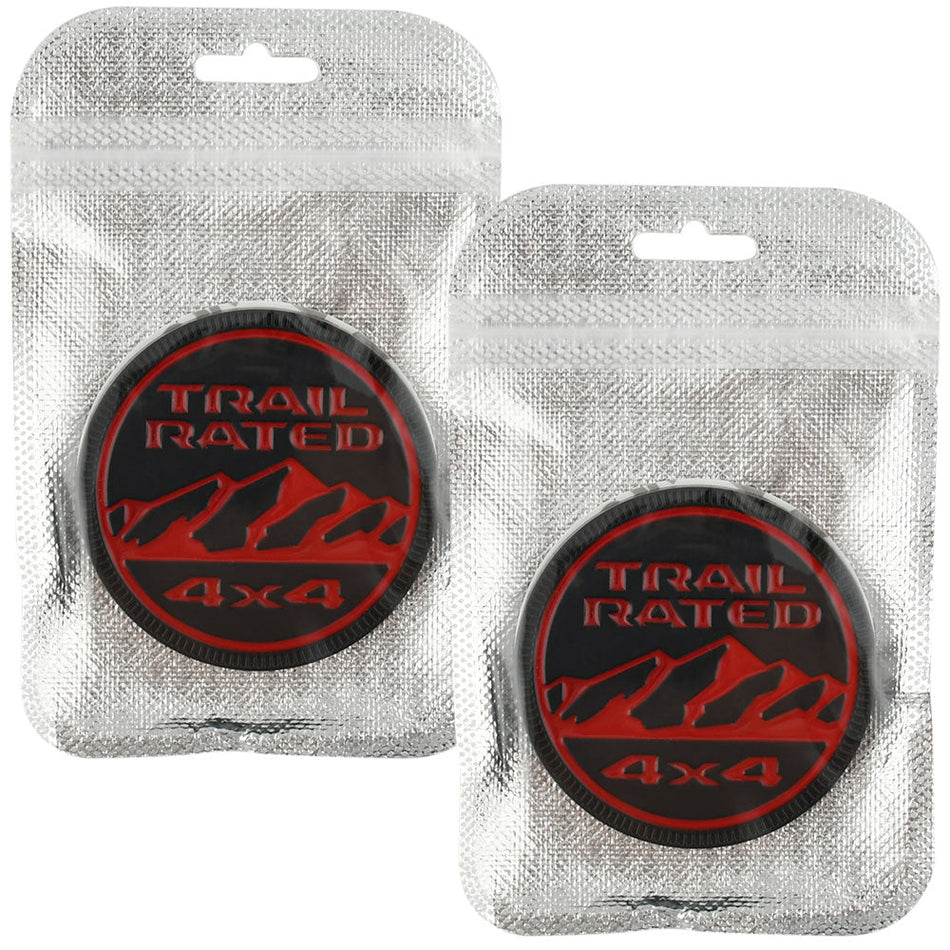 	Trail Rated 4X4 Red Black Emblem for Jeep Wrangler Gladiator