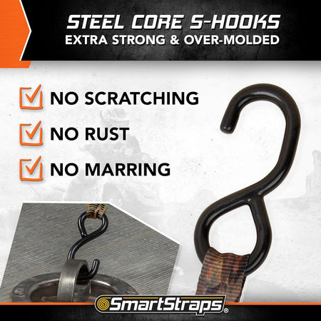Retractable Ratchet Tie Down Straps 4-Pack with 1500lb Strength