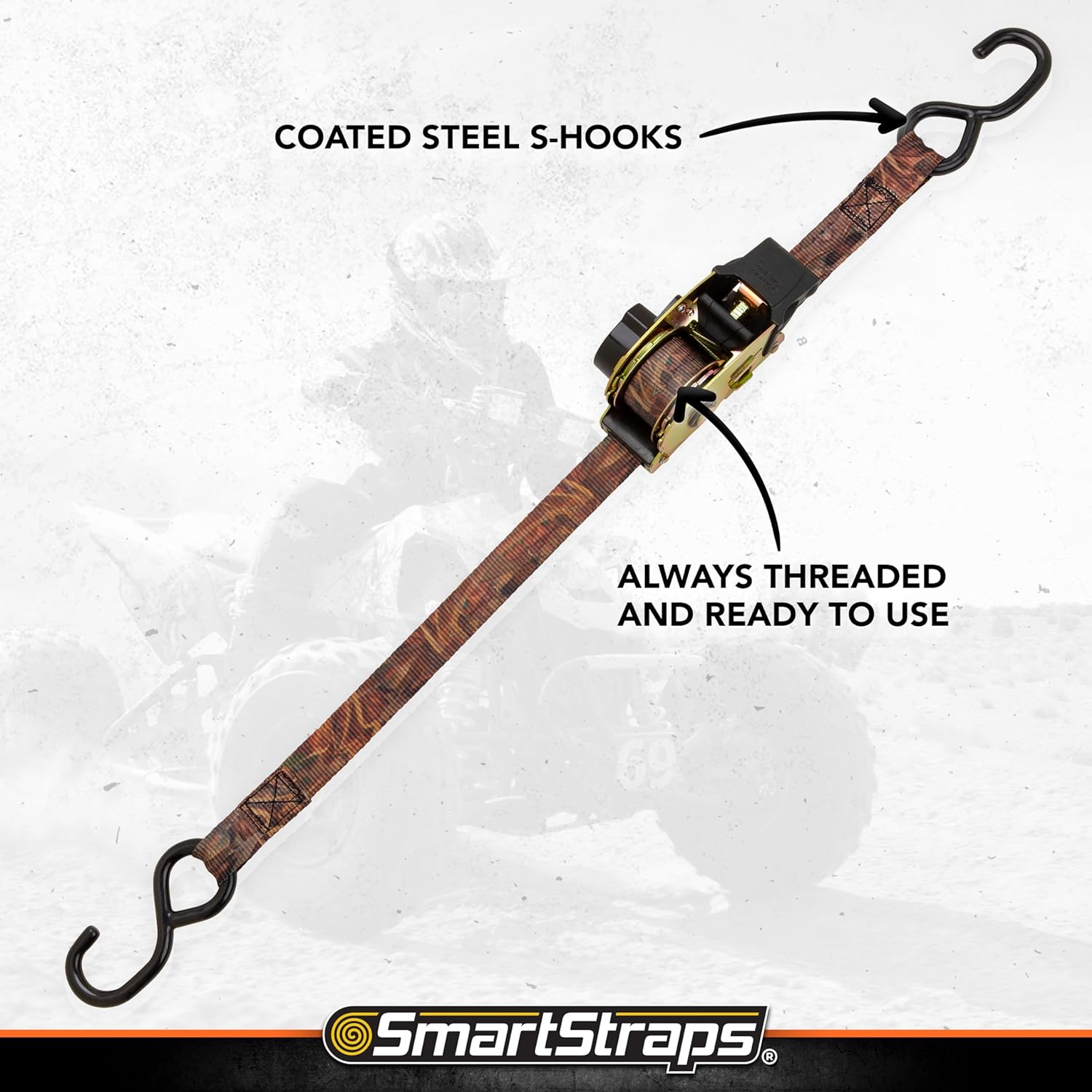 Retractable Ratchet Tie Down Straps 4-Pack with 1500lb Strength