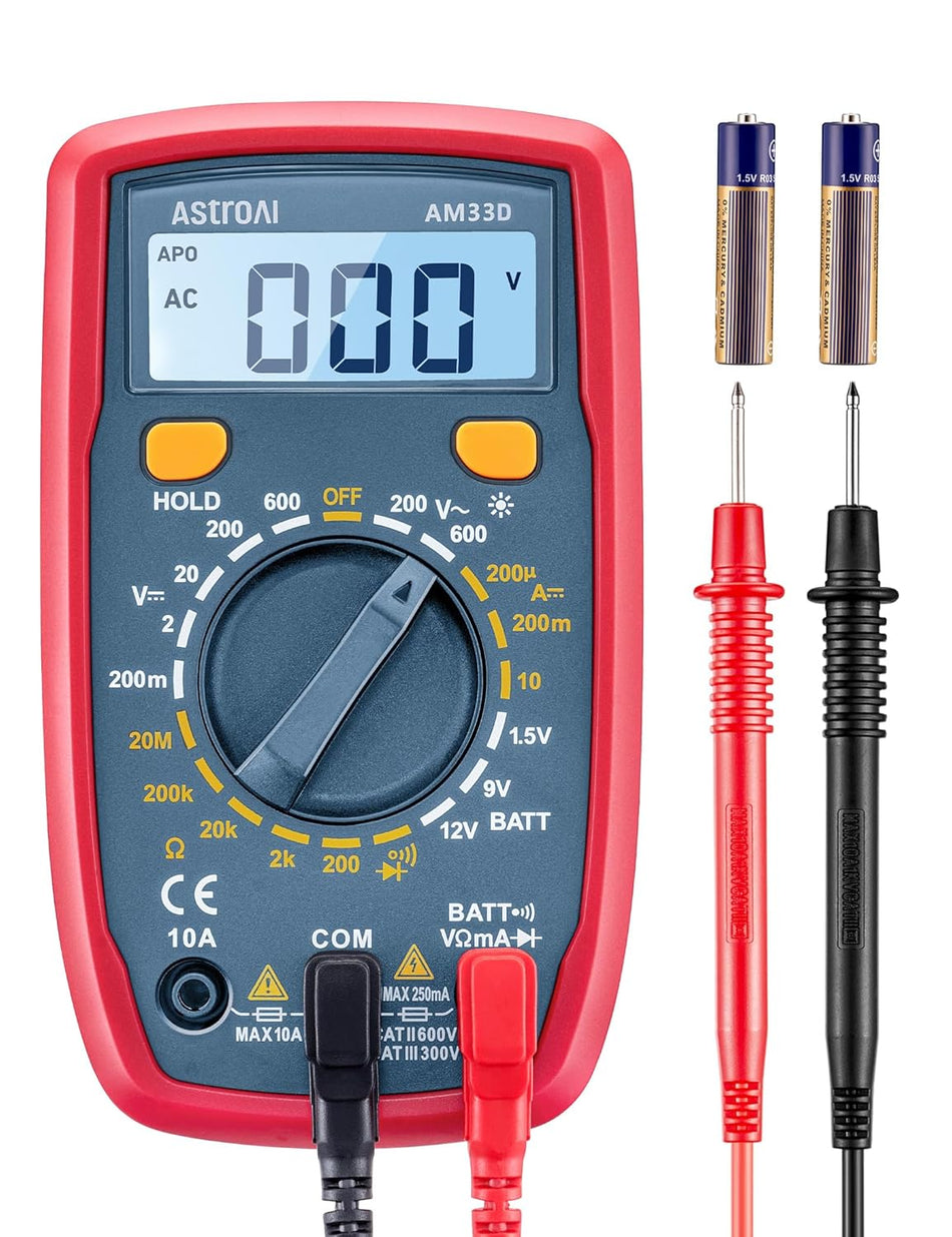 Digital Multimeter 2000 Counts for AC/DC Voltage and Resistance Testing