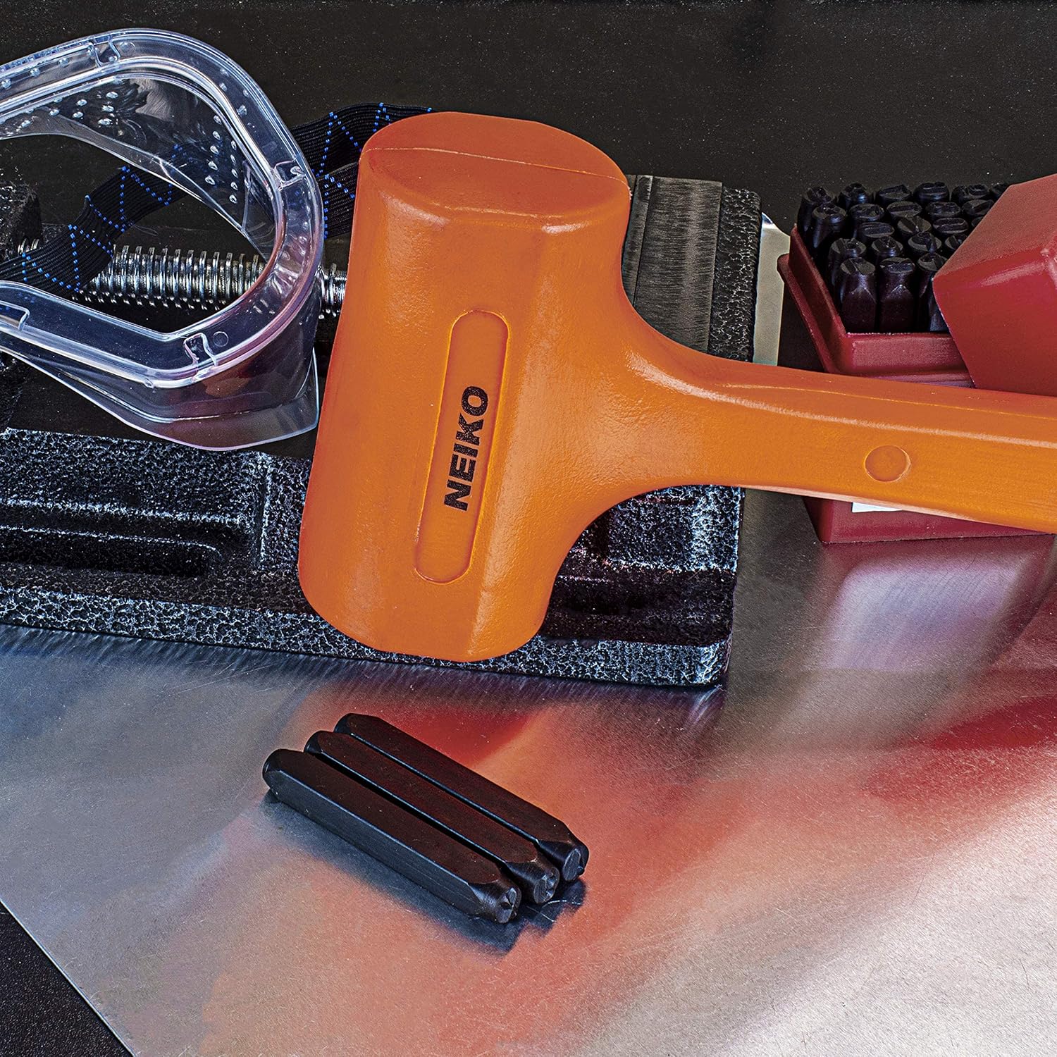 2 LB Dead Blow Hammer - Polyurethane Head, Non-Slip Grip, Orange