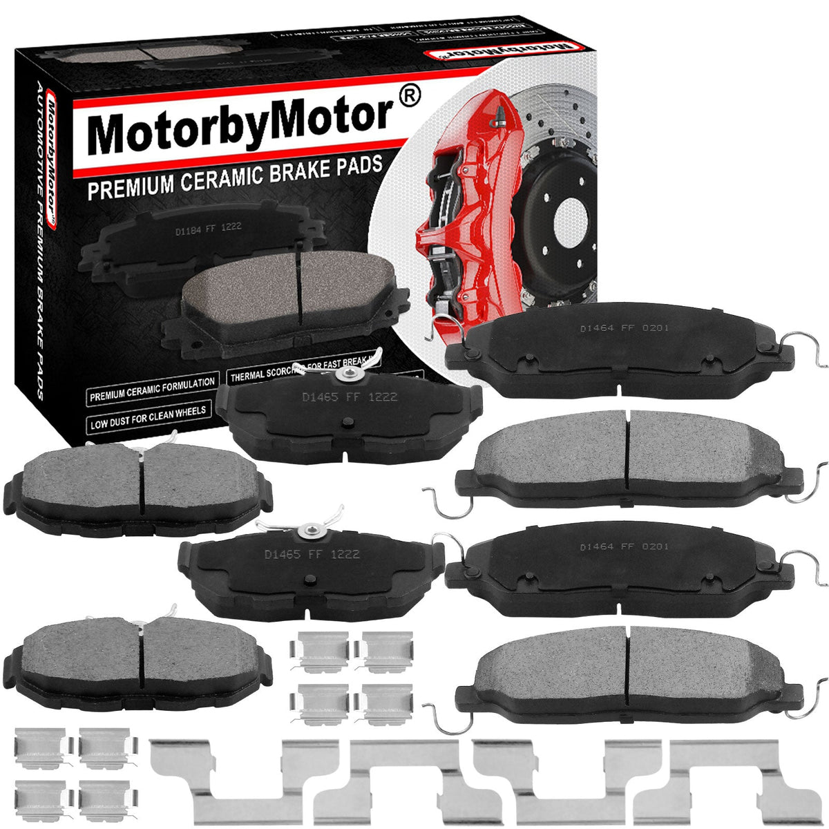 Front and rear ceramic brake pads set for 2011-2014 Ford Mustang