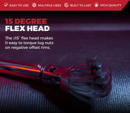 Flex head click torque wrench with dual-direction measurement