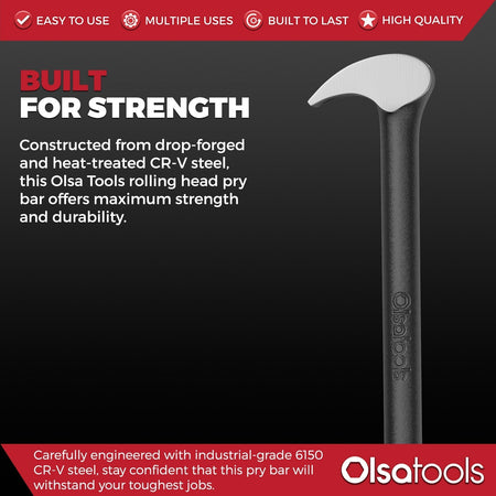 Rolling head pry bar set with 6" and 16" CR-V steel bars