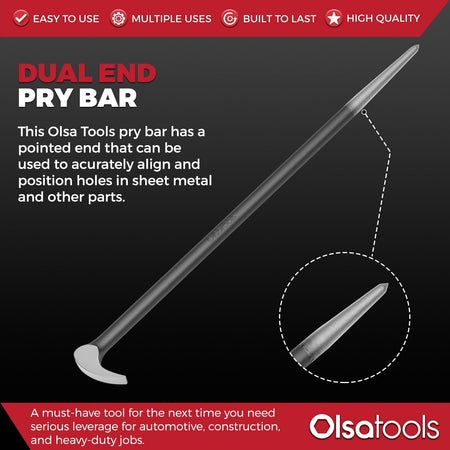 Rolling head pry bar set with 6" and 16" CR-V steel bars
