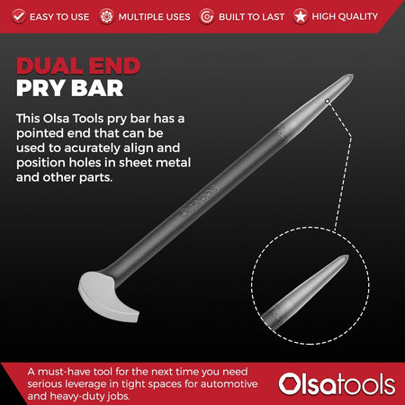 Rolling head pry bar set with 6" and 16" CR-V steel bars
