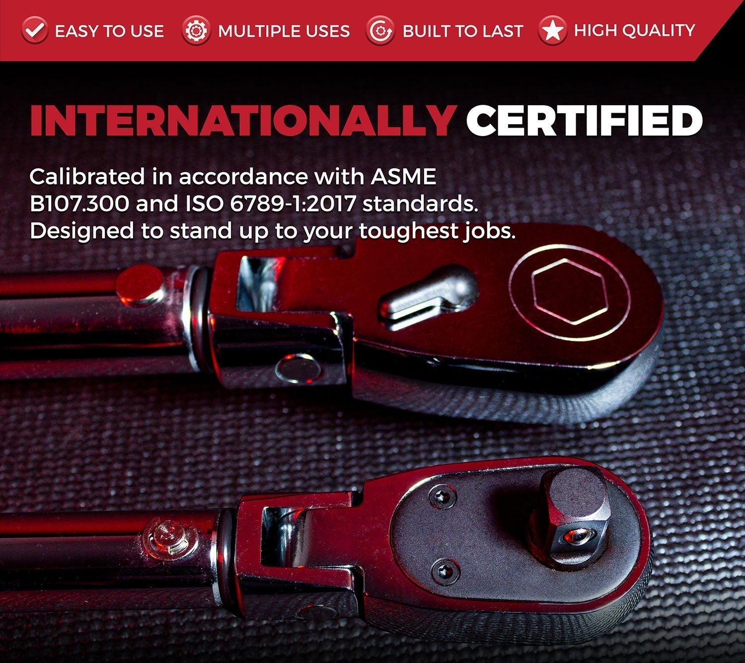 Flex head click torque wrench with dual-direction measurement