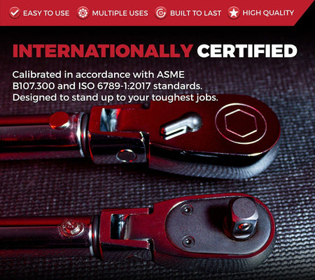 Flex head click torque wrench with dual-direction measurement
