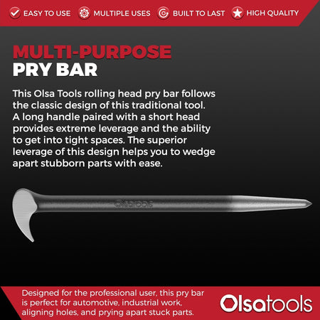Rolling head pry bar set with 6" and 16" CR-V steel bars
