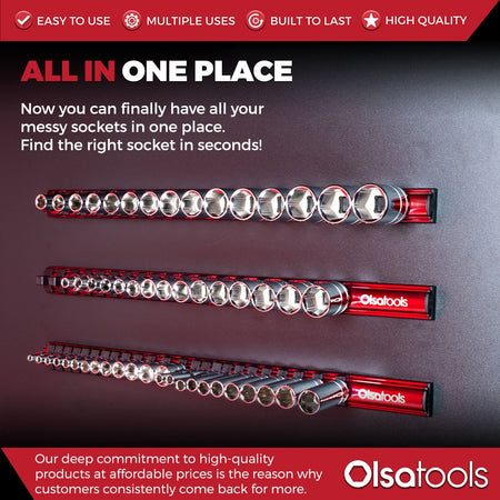 Magnetic Aluminum Socket Organizer Rail for 24 Sockets Storage