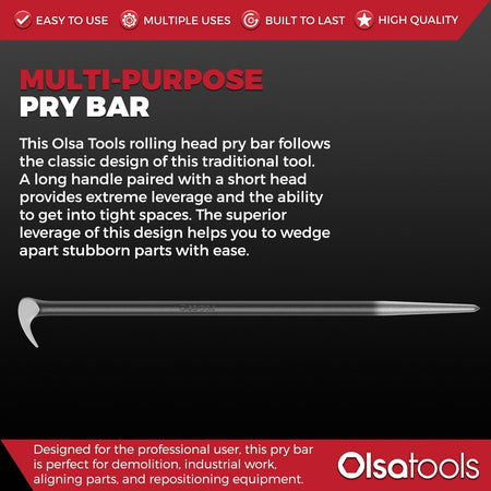Rolling head pry bar set with 6" and 16" CR-V steel bars