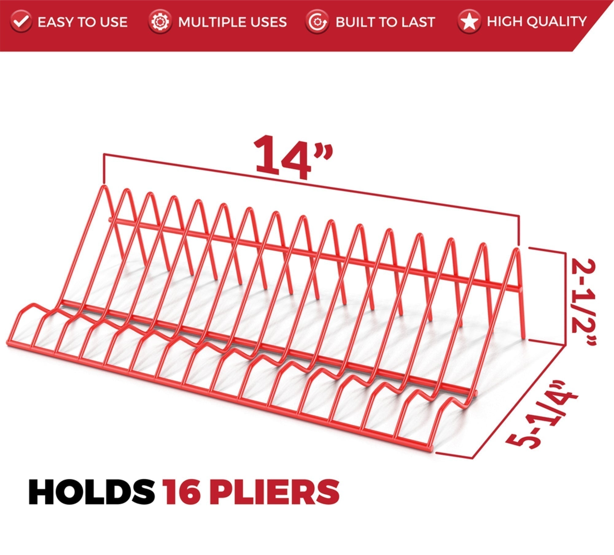 Plier Organizer Rack – Holds 16 Small & Medium Pliers, Space-Saving