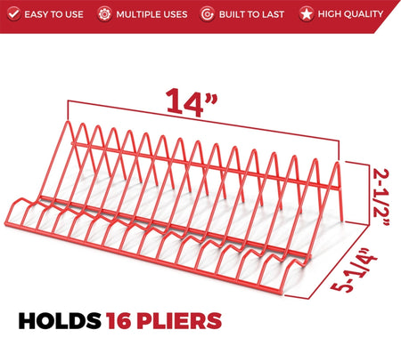 Plier Organizer Rack – Holds 16 Small & Medium Pliers, Space-Saving