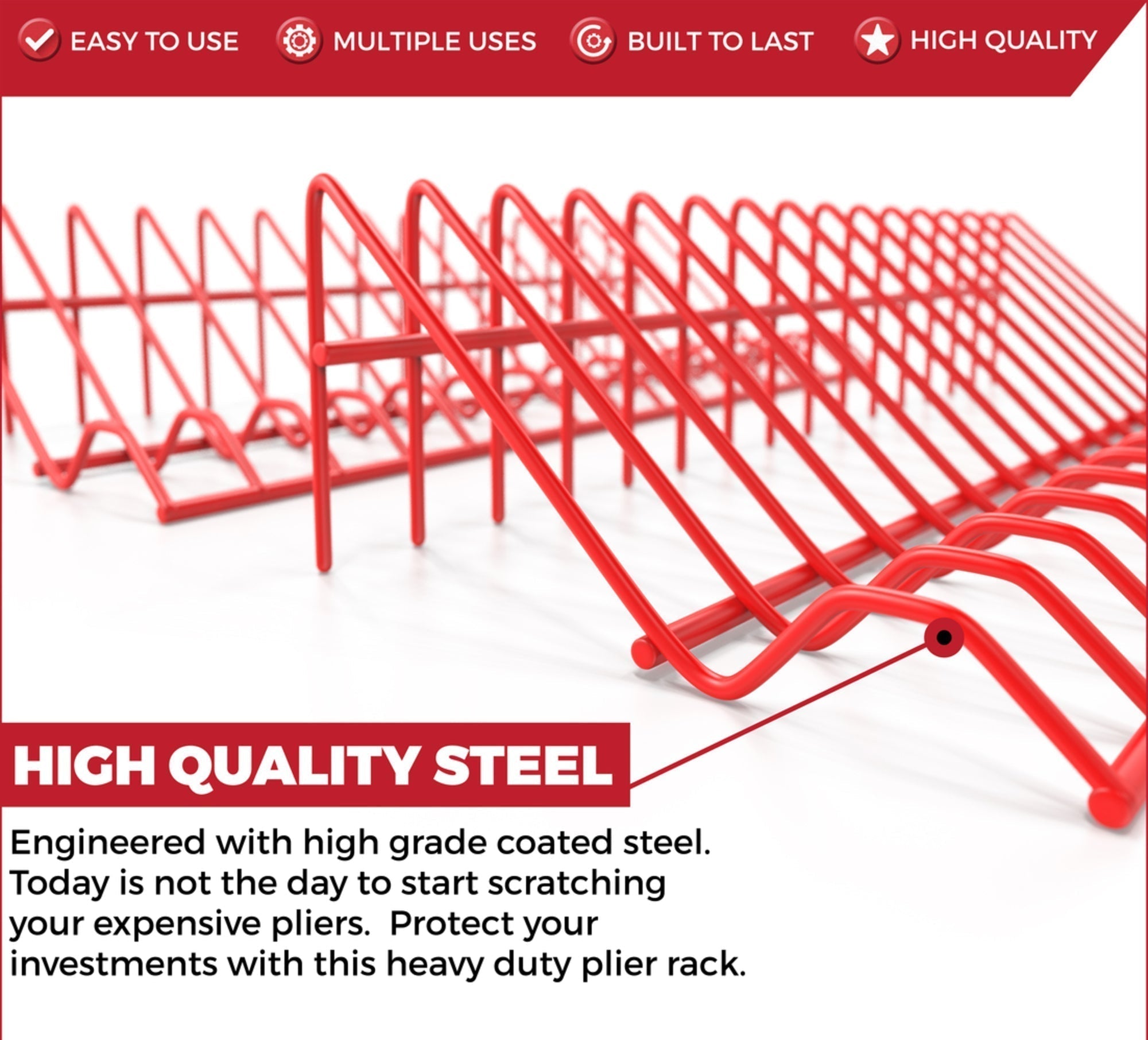 Plier Organizer Rack – Holds 16 Small & Medium Pliers, Space-Saving