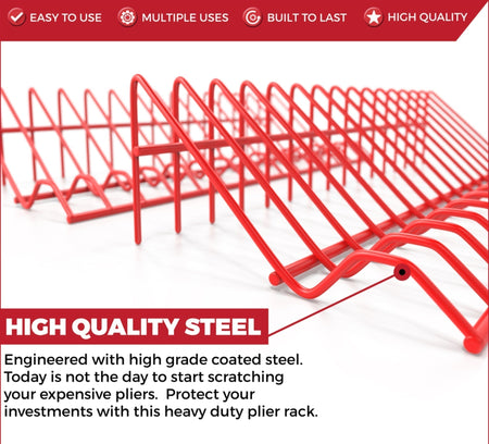 Plier Organizer Rack – Holds 16 Small & Medium Pliers, Space-Saving