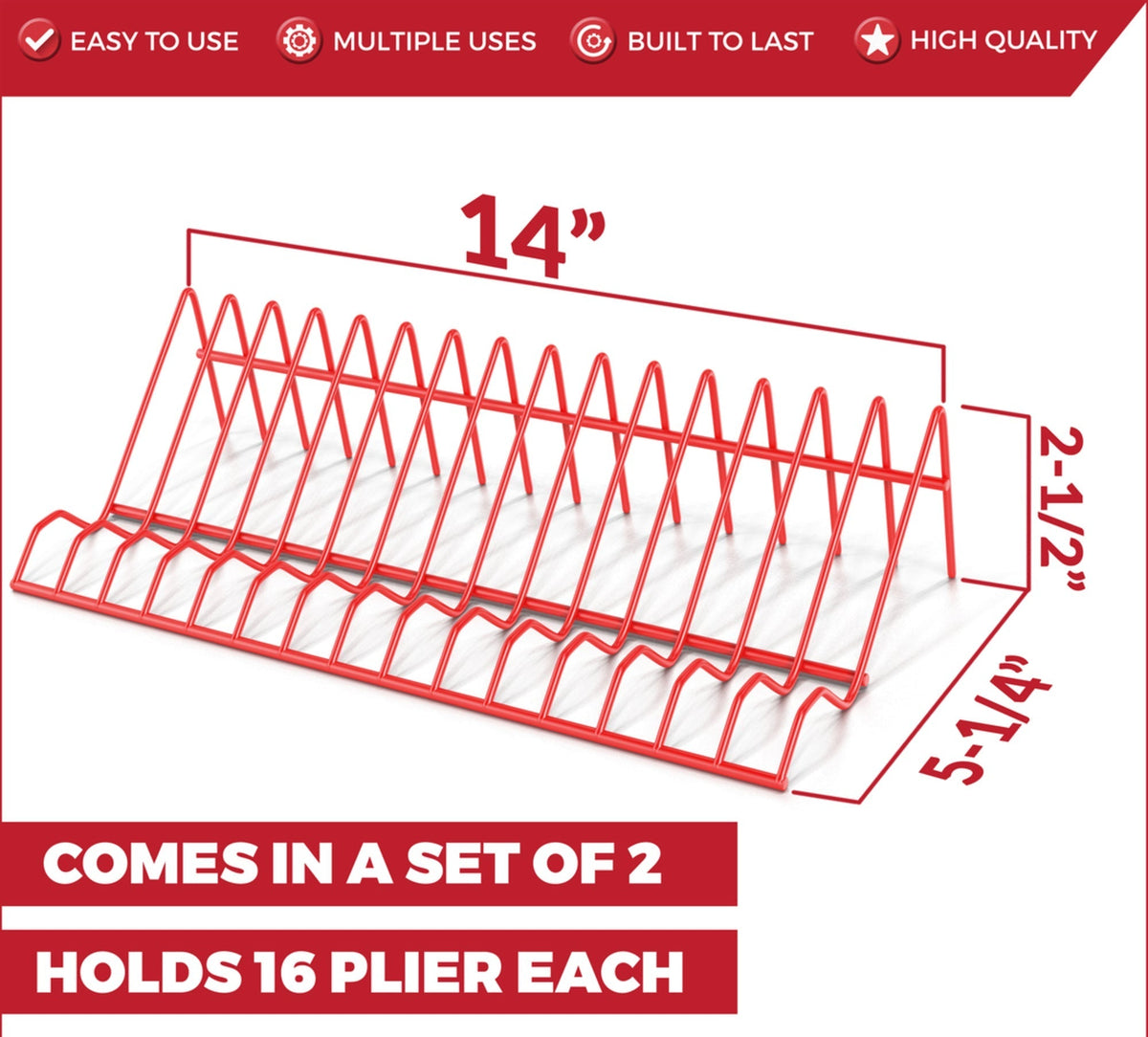 Plier Organizer Rack – Holds 16 Small & Medium Pliers, Space-Saving