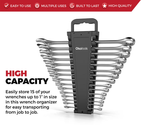 Portable Wrench Organizer for 15 Wrenches - Durable & Travel-Friendly